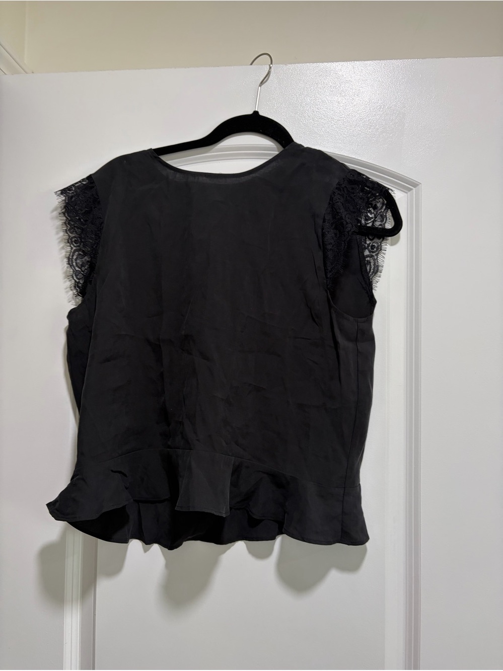 NWT Zara open back black/lace peplum top.
